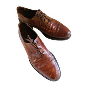 Vintage Italian Caramel Leather Lace-up Oxfords, 7.5 (37 1/2)